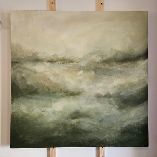 Green abstract art interior decor